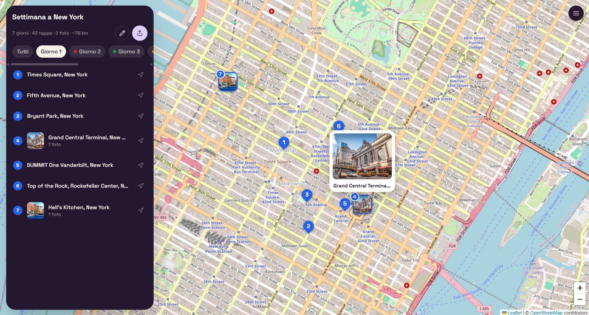 Interfaccia di Anduma, racconti di viaggio pubblicati come sito